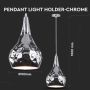 Lumière Pendant 1MT E27 Elegant Stylish Ф160mm - Chrome Cuivre