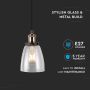 V-TAC VT-7140 E27 glass and metal pendant lamp Ф140mm - sku 3735