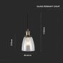 V-TAC VT-7140 E27 glass and metal pendant lamp Ф140mm - sku 3735