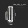 Wall Glass Fitting GU10 Steel Body 2 Way 230V IP44 2xGU10 Mod. VT-7632 - SKU 7504