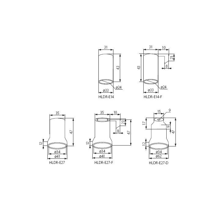 Adapter / Converter for bulbs from E14 to GU10 Kanlux HLDR-E14/ GU10 Mod. 08851