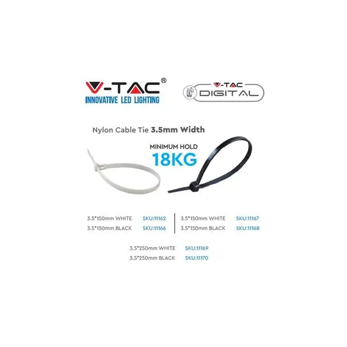 Kabelbinder für die verdrahtung nylon-66 3.5x300mm schwarz 100stk. V-TAC - sku 11170