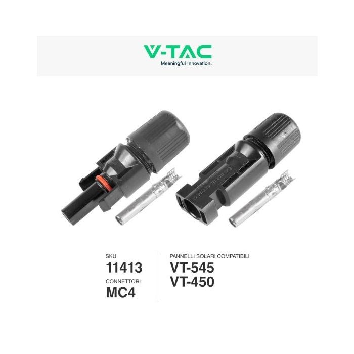 V-TAC 11413 pair of MC4 type solar photovoltaic connectors (male/female) - 1pcs pairs