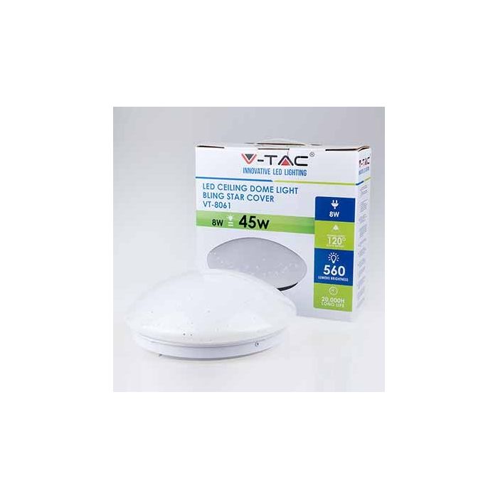 V-TAC VT-8061 8W dome light bling star ceiling surface round cold white 6400K – SKU 1372