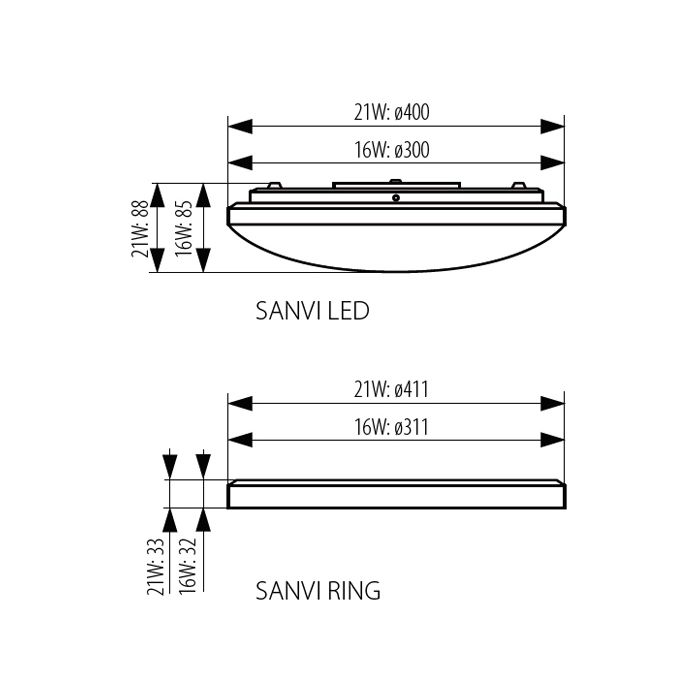LED Dome Light16W IP44 Kanlux SANVI LED 16W-NW Cod.26660 - 4000K