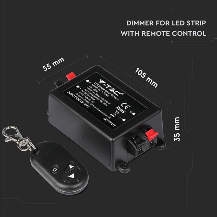 V-TAC VT-2402 Dimmer for led Strip single color with temote control - SKU 3300