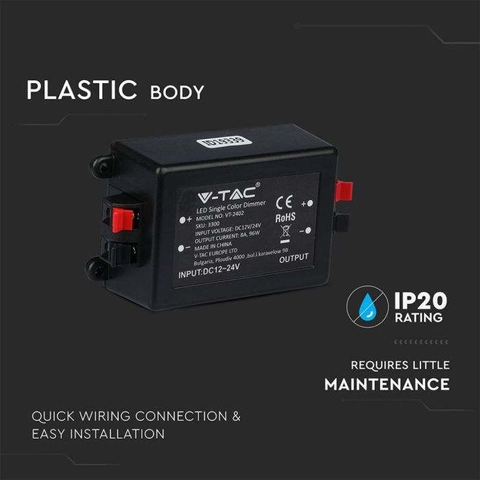 V-TAC VT-2402 Dimmer for led Strip single color with temote control - SKU 3300