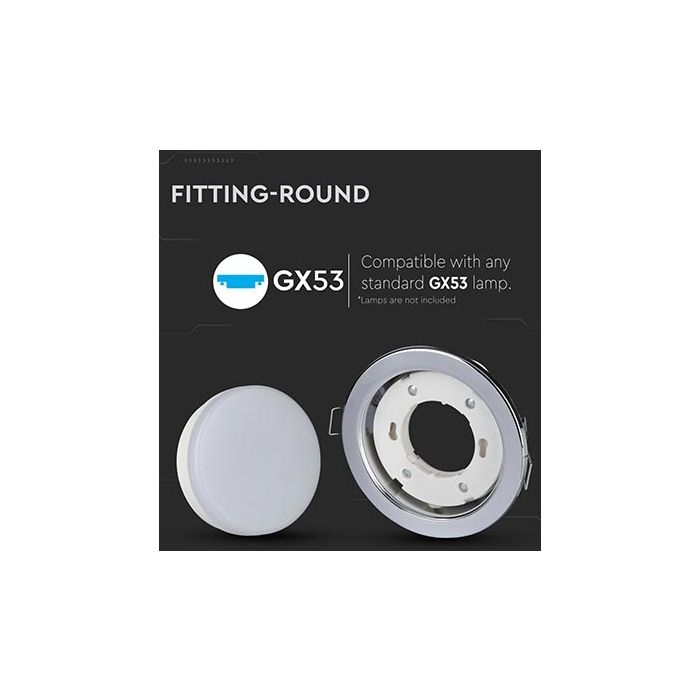 V-TAC VT-715 Portafaretto incasso rotondo cromato per lampade GX53 - SKU 3677