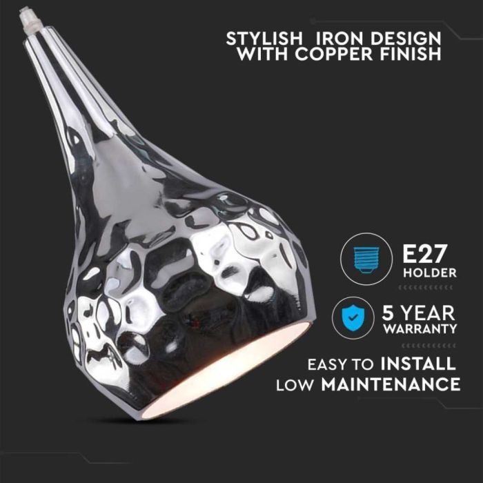 Lumière Pendant 1MT E27 Elegant Stylish Ф160mm - Chrome Cuivre