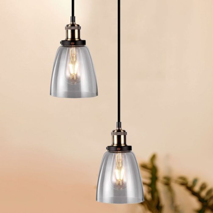 V-TAC VT-7140 E27 glass and metal pendant lamp Ф140mm - sku 3735