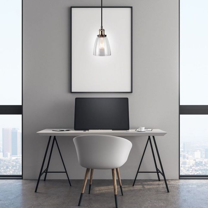 V-TAC VT-7140 E27 glass and metal pendant lamp Ф140mm - sku 3735