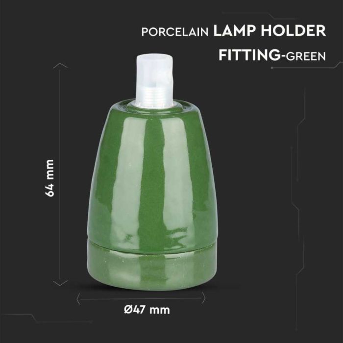 V-TAC VT-799 E27 lamp holder green porcelain IP20 - SKU 3797