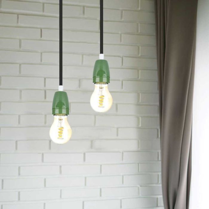 V-TAC VT-799 E27 lamp holder green porcelain IP20 - SKU 3797