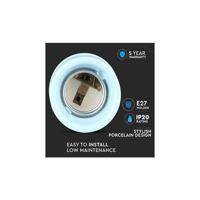 V-TAC VT-799 E27 lamp holder blue porcelain IP20 - SKU 3798