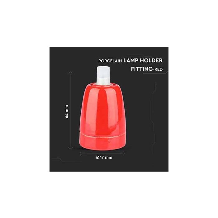 V-TAC VT-799 E27 lamp holder red porcelain IP20 - SKU 3799