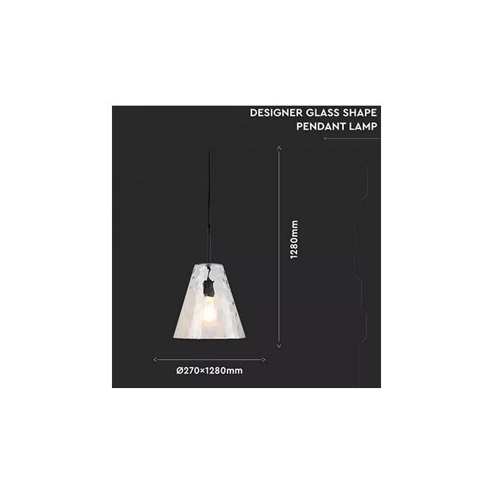 V-TAC VT-7305 Pendelleuchte 1MT E27 Designer glas-transparent Ф270mm - sku 3881