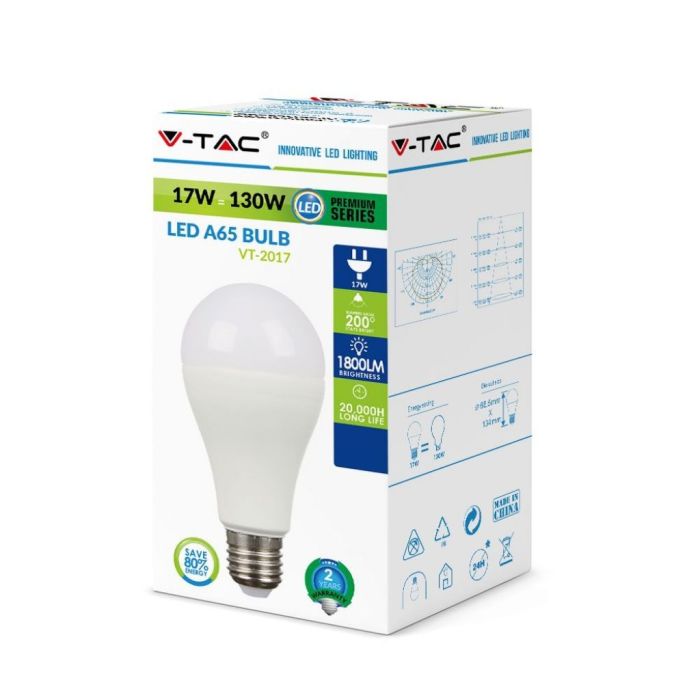 VT-2017 Ampoule LED E27 A65 17W thermoplastique 4500K