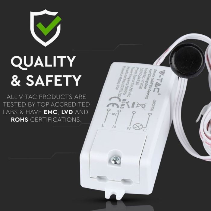 Mouvement Capteur ON/OFF Réaction de porte IP20 Mod VT-8026