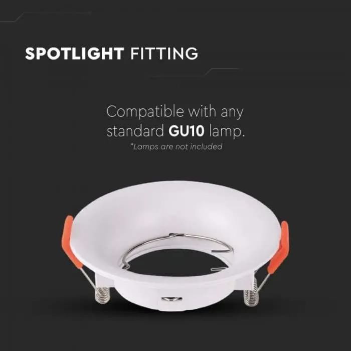 V-TAC VT-920-W runder LED-Einbaustrahler GU10 weiße Farbe aus Polycarbonat Sku 6632