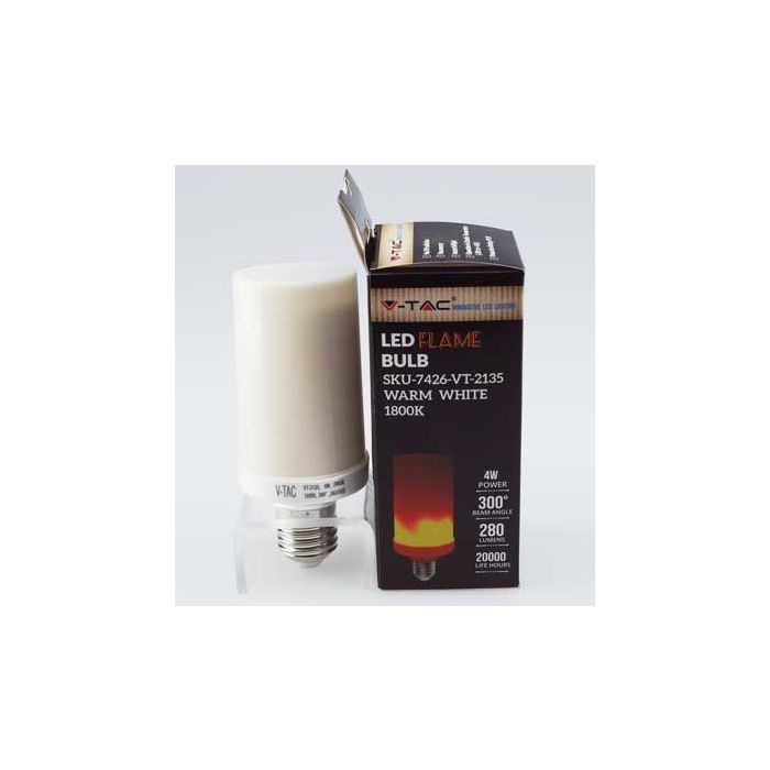 V-TAC VT-2135 led fire flame bulb 4W E27 warm white 1800K – SKU 7426