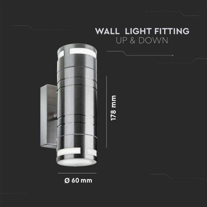 Wall Glass Fitting GU10 Steel Body 2 Way 230V IP44 2xGU10 Mod. VT-7632 - SKU 7504