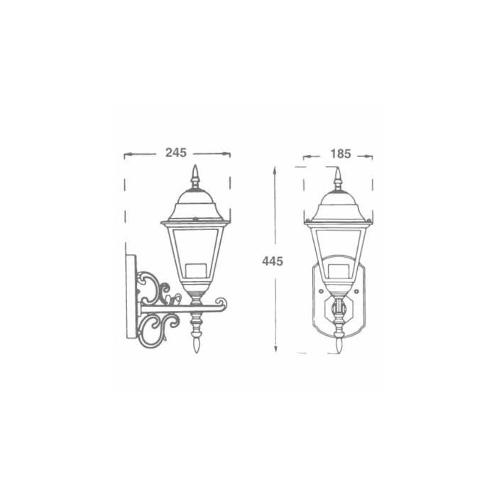 V-TAC VT-761 Garden Wall Groß Lamp IP44 Facing Up E27 Holder schwarz - sku 7521