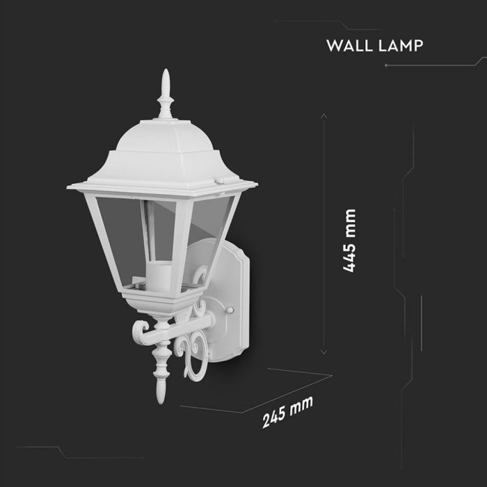 V-TAC VT-761 Garden Wall Groß Lamp IP44 Facing Up E27 Holder Weib - sku 7522