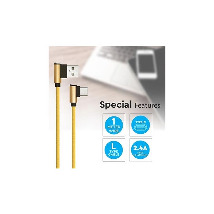 V-TAC VT-5362 1M Type-C USB 2.0 Datenkabel Nylon Gold Diamond Series - sku 8640