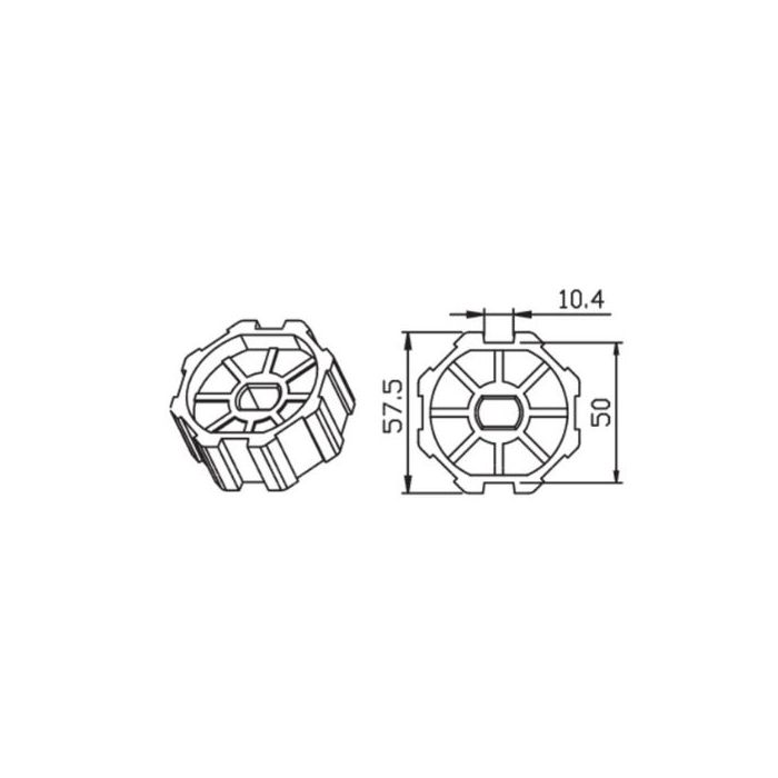 Achteckiger Adapter Ø 45 MM 60 X 0,8 MM KAM 001YK5102