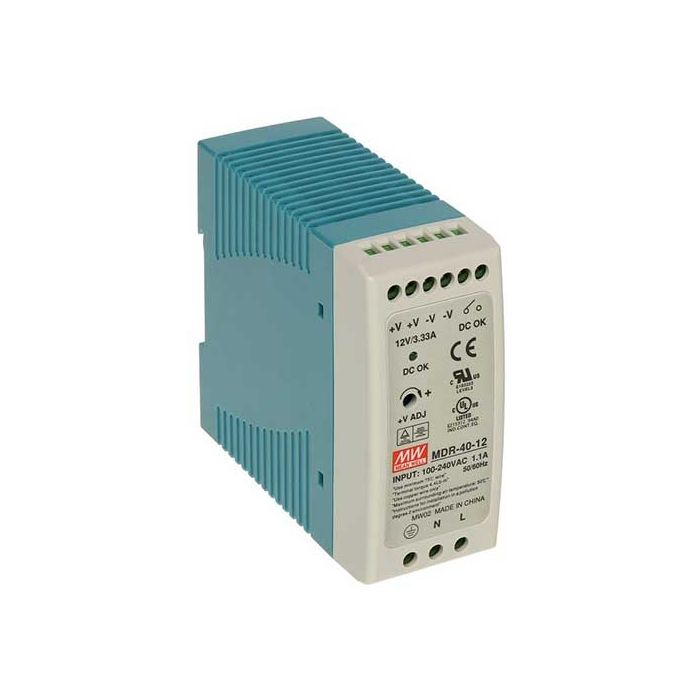 Alimentation rail DIN 40W 12V DC 3.33A Meanwell MDR-40-12