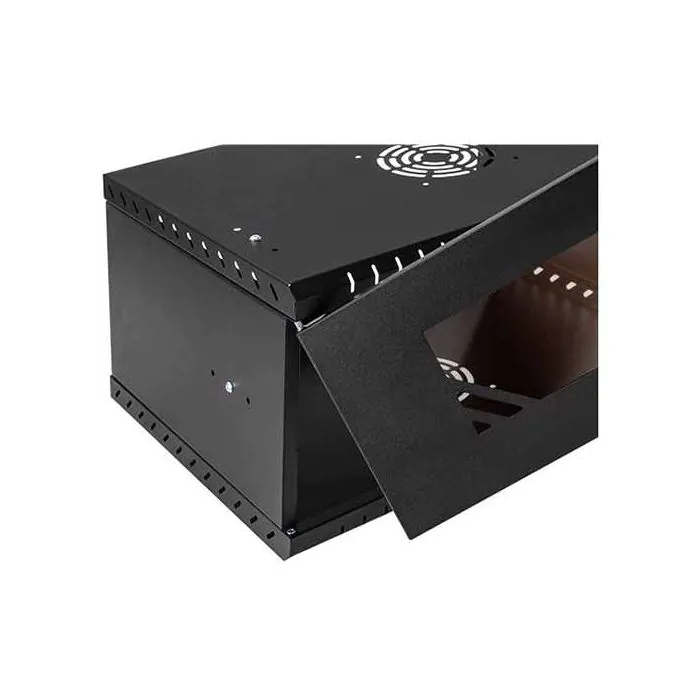 Armoire rack suspendu 19" 4U 450mm acier couleur noir RAL 9005 avec porte en verre