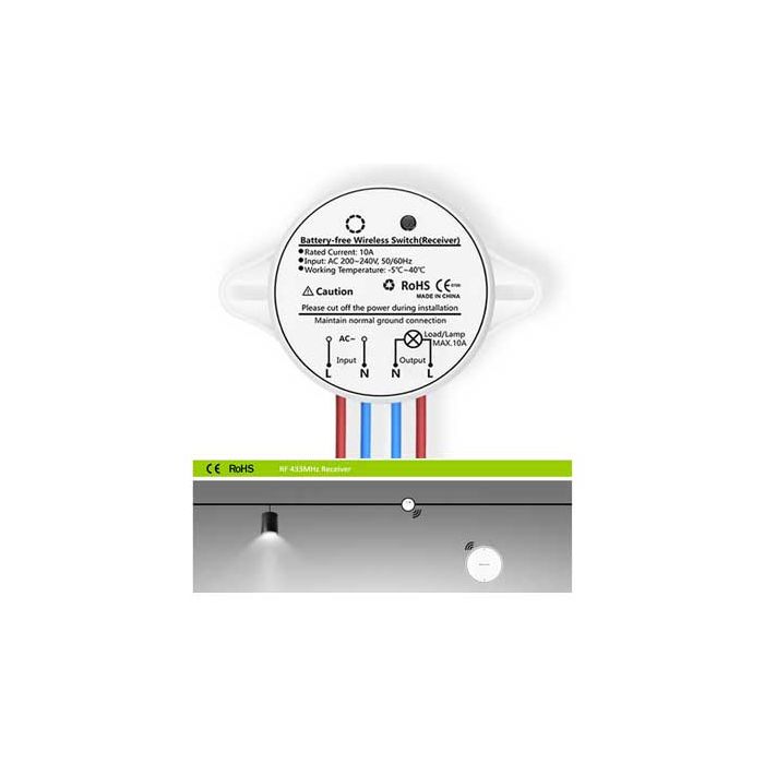 Battery Free Wireless V-TAC One Gang Switch Set White VT-541