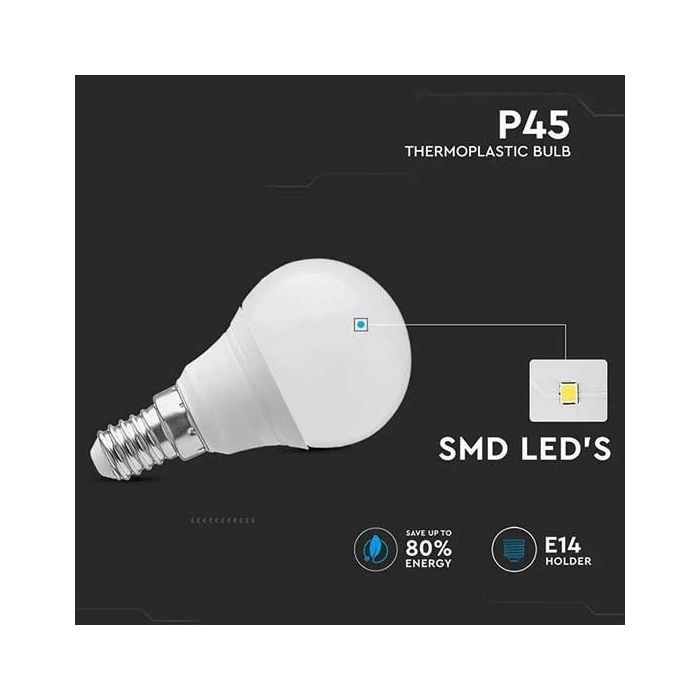 V-TAC VT-1819 3.7W LED Bulb SMD mini globe E14 P45 180° day white 4000K - SKU 214174