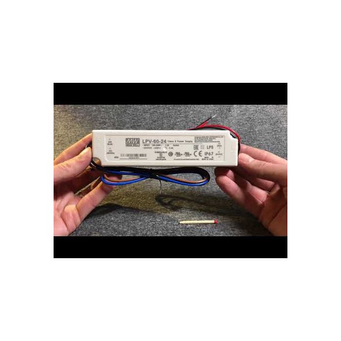 60W 24Vdc 2.5A Single Output Switching Power Supply IP67 isolated plastic case Mean Well LPV-60-24