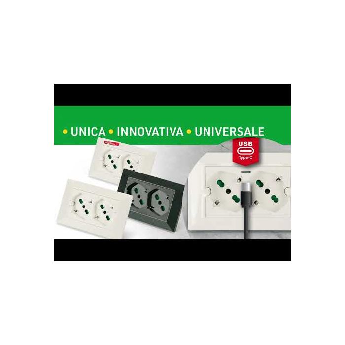 Multipresa universale doppia presa precablata 2P40 incasso 3 moduli colore bianco Fanton Opera per serie Matrix
