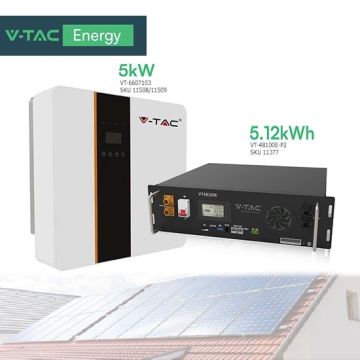 V-TAC Kit solare fotovoltaico monofase con inverter INVT 5Kw e batteria accumulo 5 Kwh CEI-021 100161