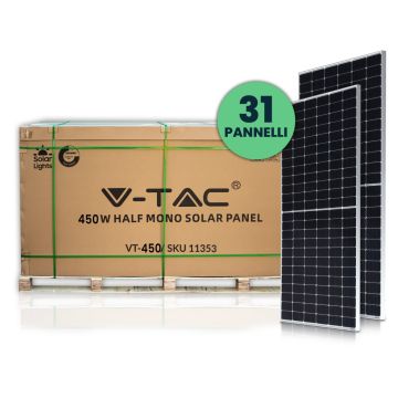 Kit fotovoltaico 14KW bancale 31 pz Pannello solare fotovoltaico monocristallino moduli 450W 1500V lega di alluminio e vetro temperato Waterproof IP68 - sku 1135331