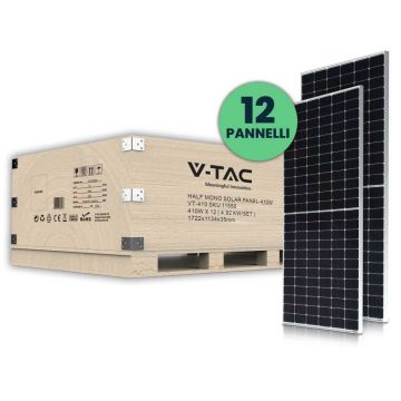 Kit fotovoltaico 5KW (4.92 KW) set 12 pz Pannello solare fotovoltaico monocristallino 410W modulo lega di alluminio e vetro temperato Waterproof IP68 - sku 11550