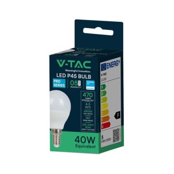 V-TAC VT-236 Lampadina led 4.5W E14 goccia chip Samsung P45 luce bianco naturale 4000K - SKU 21169