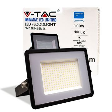 V-TAC PRO VT-100 Faro led 100W slim alluminio nero chip samsung SMD bianco naturale 4000K - SKU 21413