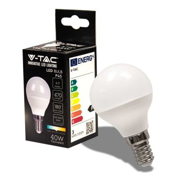 V-TAC VT-1880N Lampadina LED SMD 4,5W E14 Mini globo P45 Bianco naturale 4000K - SKU 2142511