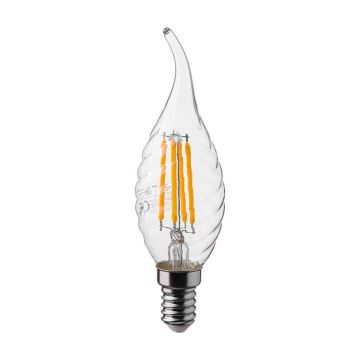 V-Tac VT-1995 Lampadina LED candela tortiglione filamento soffio 4W E14 Bianco caldo 3000K 214308