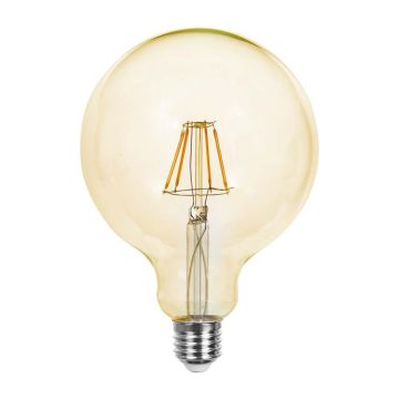 V-Tac VT-1956 Lampadina globo led filamento vintage colore ambra 6W E27 G125 luce 2200k sku 214473