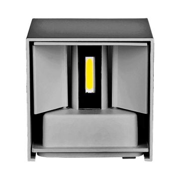 V-TAC VT-759 Lampada LED 5W applique parete quadrato 140lm/w corpo grigio satinato - IP65 doppio fascio luce bianco caldo 3000K - sku 217080