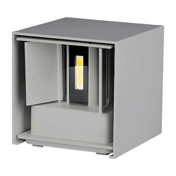 V-TAC VT-759 Lampada LED 5W parete Quadrata applique da muro doppio fascio regolabile luce 4000k colore grigio satinato IP65 sku 217089