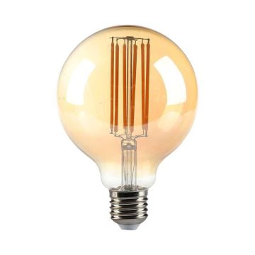 V-Tac VT-2027 Lampadina Globo LED filamento 7W Е27 G95 Vintage colore ambra luce bianco caldo 2200K - 217147