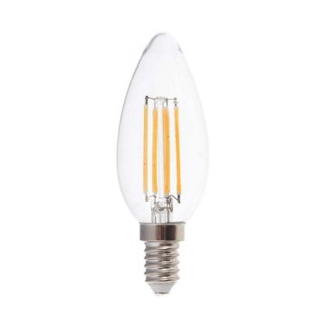 V-TAC VT-2127 lampadina led candela E14 6W 100LM/W a filamento luce bianco caldo 3000K - SKU 217423