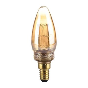 V-Tac VT-2152 Lampadina LED 2W E14 Vetro Ambrato con incisioni laser filamento bianco caldo 1800K - 217472