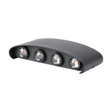 V-TAC VT-848 Lampada LED da parete 7W doppio fascio luminoso applique da muro in alluminio nero luce 3000K IP65 - SKU 218619