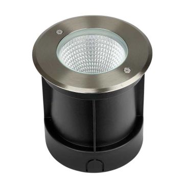 V-TAC VT-7681 Faretto incasso segnapasso led cob 12W 40° bianco naturale 4000K rotondo in alluminio silver IP67 - sku 218622